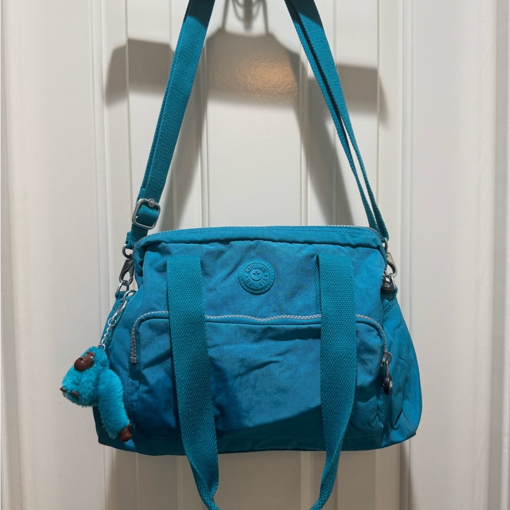 Kipling Teal Blue Shoulder Bag with Vibrant Color and Everyday Style